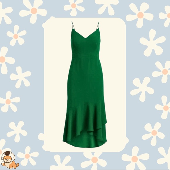NWOT Banana Republic Strappy V-Neck Midi Dress in Kelly Green, Sz 4 - Picture 4 of 12